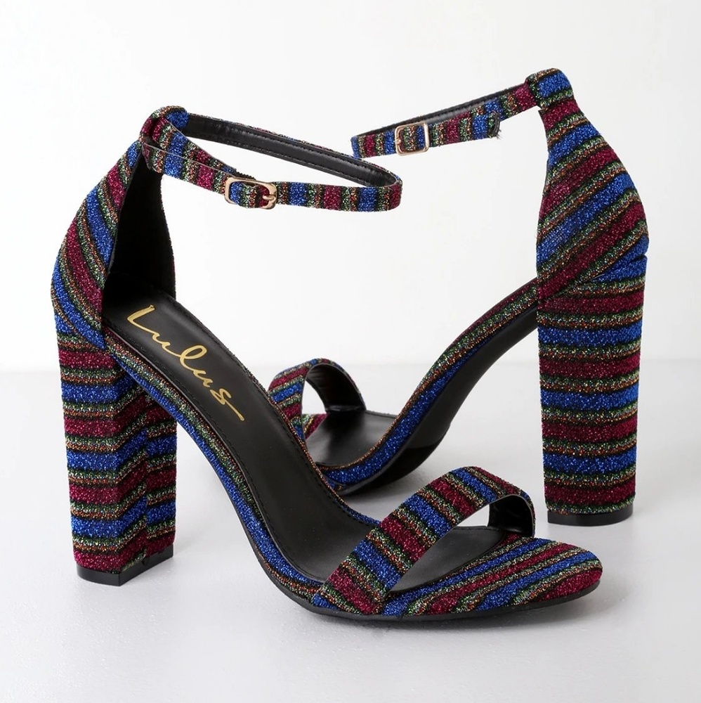 Lulus Taylor rainbow shiny heels